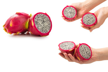 Sweet tasty dragon fruit or pitaya isolated on white.