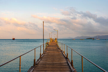 Wooden jetty on the sea of Thailand