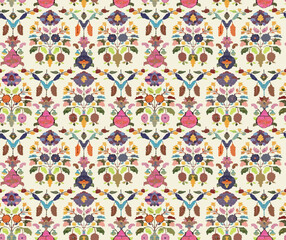 Colorful tie dye shibori print. Seamless hand drawn boho batik pattern. Ink textured japanese background. Modern batik wallpaper tile. Watercolor pattern for fabric, clothes, wallpaper. Ethnic design.