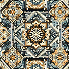 Seamless Ethic Pattern Tribal Motifs Inspired by African and Nomadic Carpets and Rugs. Can be used as background, backdrop, textiles or illustration vector.