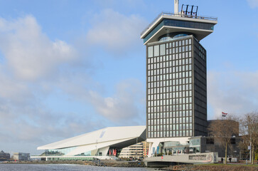A'DAM Tower at Amsterdam Ij River. 2024 Februar 01