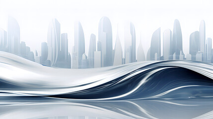 digital blue city wave curve abstract graphic poster web page PPT background