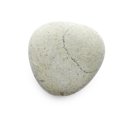 One light stone isolated on white, top view