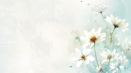 Artistic daisies on watercolor background - Dreamy daisies overlay a textured watercolor background, blending the natural and the artistic in harmony