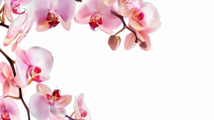 Fototapeta na wymiar Pink Orchids on a Bright Minimalistic Background - Striking pink orchids with a pure minimalistic background, highlighting the flowers' sophisticated beauty
