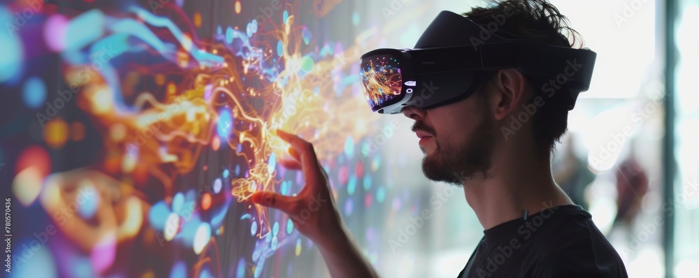 Poster experience the futuristic wonder of augmented reality with digital overlays seamlessly blending into