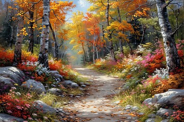 Fototapeta premium A Path Through a Forest Painting