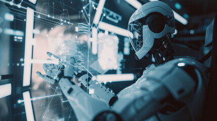 Fototapeta premium Technology or machine learning concepts, with a focus on generative AI technology, Generative AI.