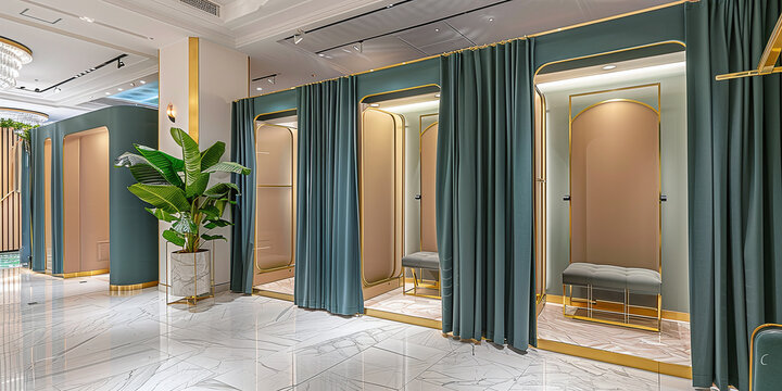 fitting rooms in a luxury clothing store, business concept