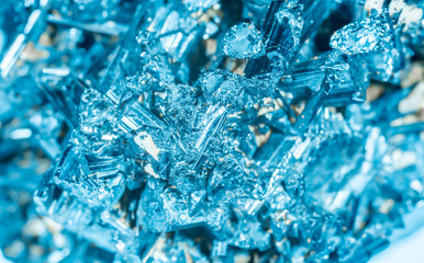 Blue Crystal Mineral Stone. Gems. Mineral crystals in the natural environment. Texture of precious...