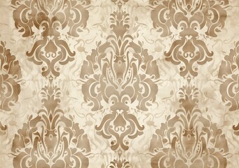 A seamless pattern of beige damask background in an elegant, vintage style.