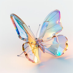 reflective glass Y2K butterfly white background	
