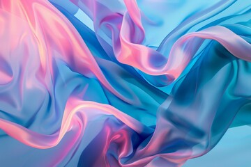 Obraz premium Detailed Blue and Pink Silk Fabric on White Background