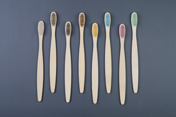  Toothbrushes Aligned in a Row.Health Care, Stomatology banner 