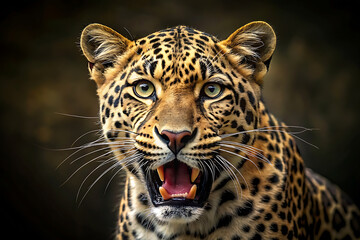 portrait of a anger leopard generative Ai