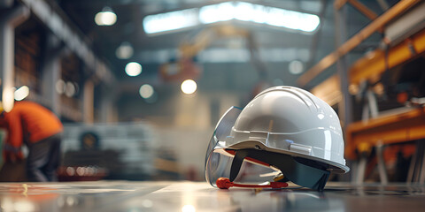 White helmet for worker and engineering in factory Industrial and construction
