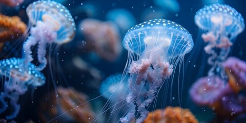 Jellyfish in the aquarium spotlights