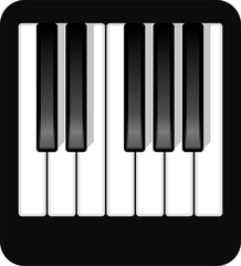 Creative piano keyboard on transparent, png for Music concept. flat design piano keys icon illustration