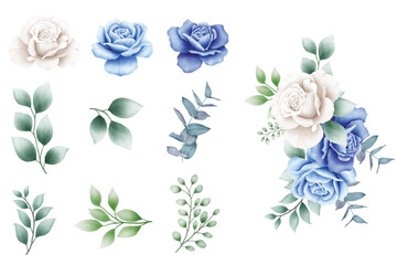 navy blue watercolor roses flowers