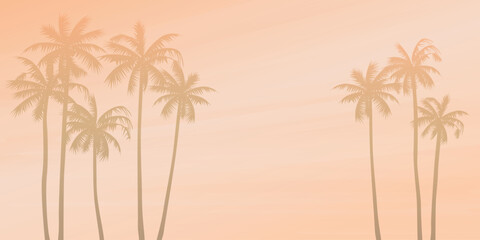 Fototapeta na wymiar Pastel palm trees with vanilla sky background vector illustration. Summer traveling and party at the beach peach tone concept flat design with blank space.