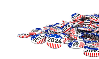 usa themed 2024 election buttons with flag designs - 780577282