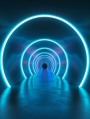 Naklejka premium An ethereal, otherworldly tunnel filled with a mesmerizing vortex of pulsating neon lights that creates an immersive, futuristic environment, captivating the viewer's senses.