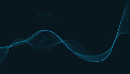 Abstract vector background with blue wavy lines. Blue wave background. Blue lines vector illustration. Curved wave. Abstract wave element for design.
