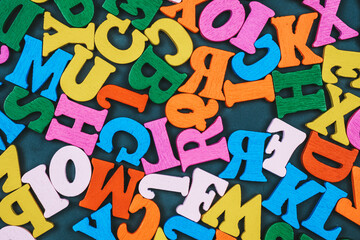 Assorted Colorful Letters Scattered on Table, School Concept, Education Banner 