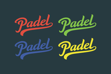 Padel text logo design vector