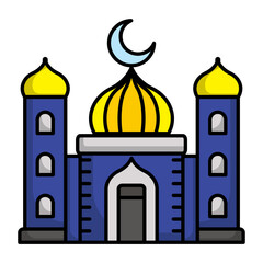 Nikah in mosque concept, Islamic Religious Community Center facade vector icon design, Arabic Muslim marriage Symbol, Islamic wedding customs Sign,asian matrimonial stock illustration