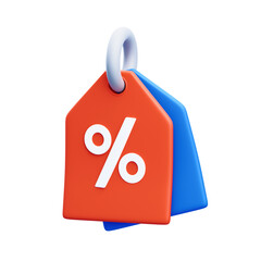 3D Discount Price Tag Icon for Retail and Sales