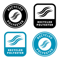 Recycled Polyester. Vector labels for clothes or blanket.