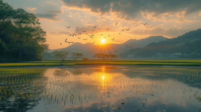 professional photo of a landscape in the countryside in Japan