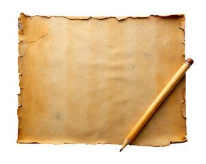 old mediaeval paper sheet horizontal parchment scroll isolated on white