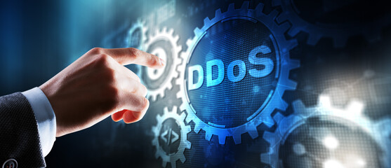 Inscription: Ddos attack. Business Technology Internet network concept - 780581630