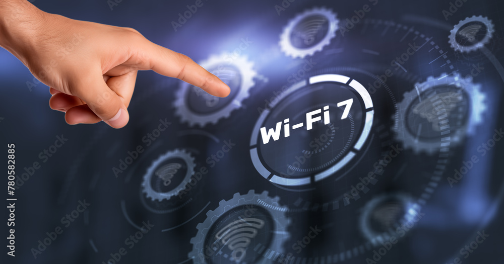Poster wi-fi 7. connecting to the internet world with new technology. next generation technology
