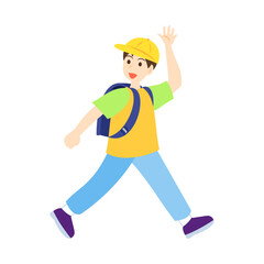 歩いている黄色いキャップを被った男の子。フラットなベクターイラスト。
Walking boy wearing a yellow cap. Flat vector illustration. - obrazy, fototapety, plakaty