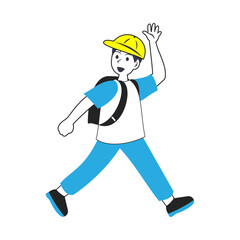 歩いている黄色いキャップを被った男の子。シンプルなベクターイラスト。
Walking boy wearing a yellow cap. Simple vector illustration. - obrazy, fototapety, plakaty