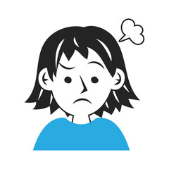 怒る女の子の顔。シンプルなベクターイラスト。
Angry girl's face. Simple vector illustration.