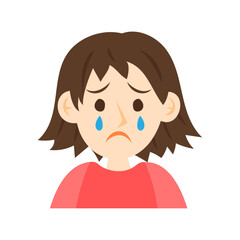 泣く女の子の顔。フラットなベクターイラスト。
Crying girl's face. Flat vector illustration.