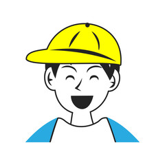 黄色いキャップを被った笑う男の子の顔。シンプルなベクターイラスト。
Laughing boy’s face wearing a yellow cap. Simple vector illustration. - obrazy, fototapety, plakaty