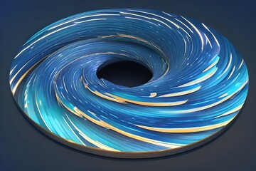 A powerful blue swirl symbolizing infinity, surrounded by dark blue background with isometric modern illustration and light effects.