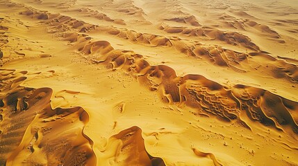 The intricate patterns and textures of golden sand dunes are highlighted in this stunning desert...