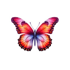 Gradient pink to orange butterfly with spotted edges, white background