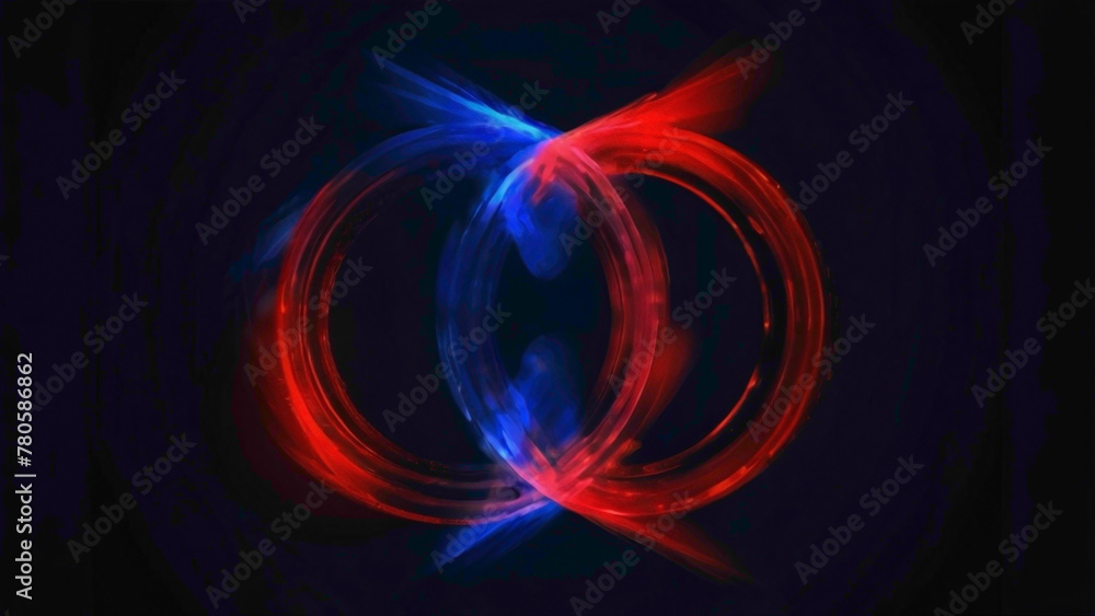 Fototapete red and blue concentric circes wrapped around each other in the form of double helix with dark gradi