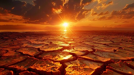 Close up of a heatwavedistorted landscape, showcasing the scorching effect of global warming, shimmering and oppressive
