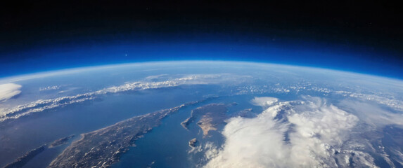 View of the earth's horizon from space. Space view of Earth universe
