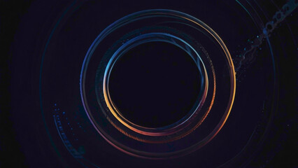 red and blue concentric Circes wrapped around each other in the form of double helix with dark gradient background with light shade of the green and white circle abstract blurry circles with lights   - obrazy, fototapety, plakaty