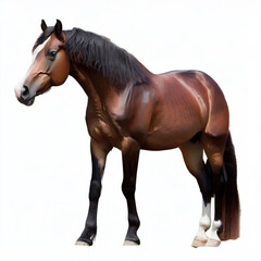 The bay horse isolated on white.with Generative AI technology	
