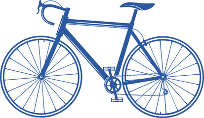 illustration of racing bicycle in flat style. Blue bicycle icon